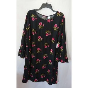 Black Floral Old Navy Bell Sleeve Dress